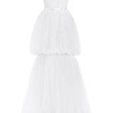 Valeria Off-The-Shoulder Ruched Tulle Gown