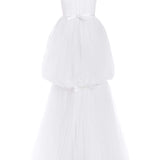 Valeria Off-The-Shoulder Ruched Tulle Gown