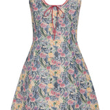 Cecilia Watercolor Floral Ikat Scoop Neck Mini Dress