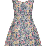 Cecilia Watercolor Floral Ikat Scoop Neck Mini Dress