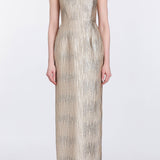 Yolanda Wavy Gold Brocade Gown