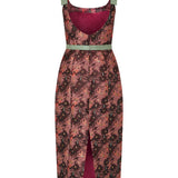 Acacia Burgundy Floral Brocade Corset Dress