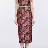 Acacia Burgundy Floral Brocade Corset Dress