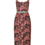 Acacia Burgundy Floral Brocade Corset Dress