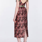 Acacia Burgundy Floral Brocade Corset Dress