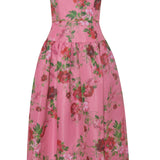 Giorgia Pink Floral Ikat Midi Dress