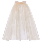 Daisy Blush Pink Shoulder Length Tulle Veil With Bow