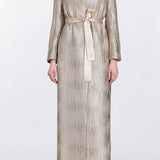 Allegra Wavy Gold Brocade Duster Coat
