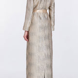 Allegra Wavy Gold Brocade Duster Coat