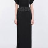 Carmela Crepe Fringe Detail Gown