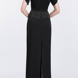 Carmela Crepe Fringe Detail Gown