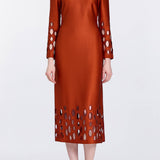 Arizona Perforated Hem Satin Dress