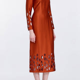 Arizona Perforated Hem Satin Dress