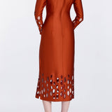 Arizona Perforated Hem Satin Dress