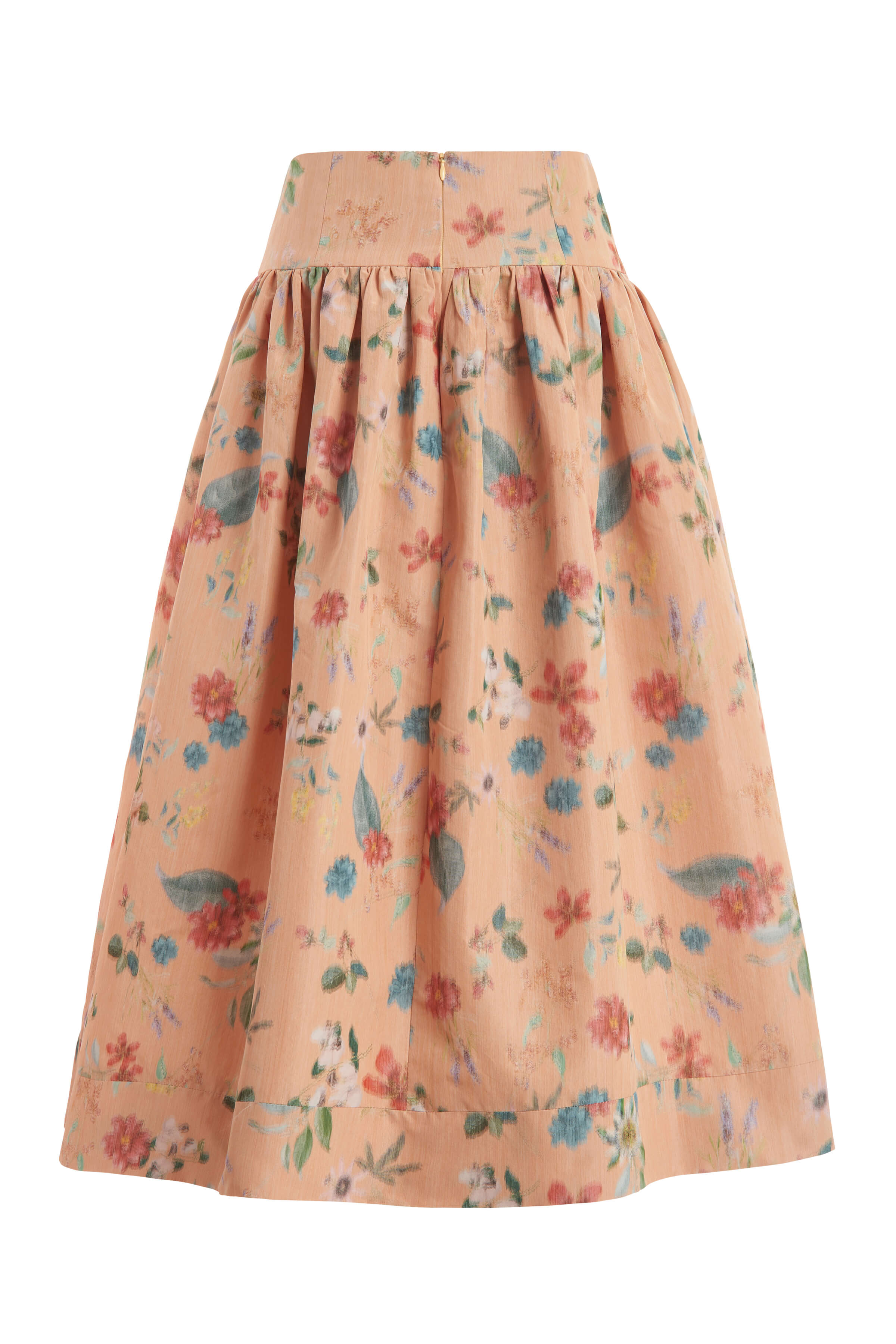 Fawn Floral Ikat Drop Waist Midi Skirt