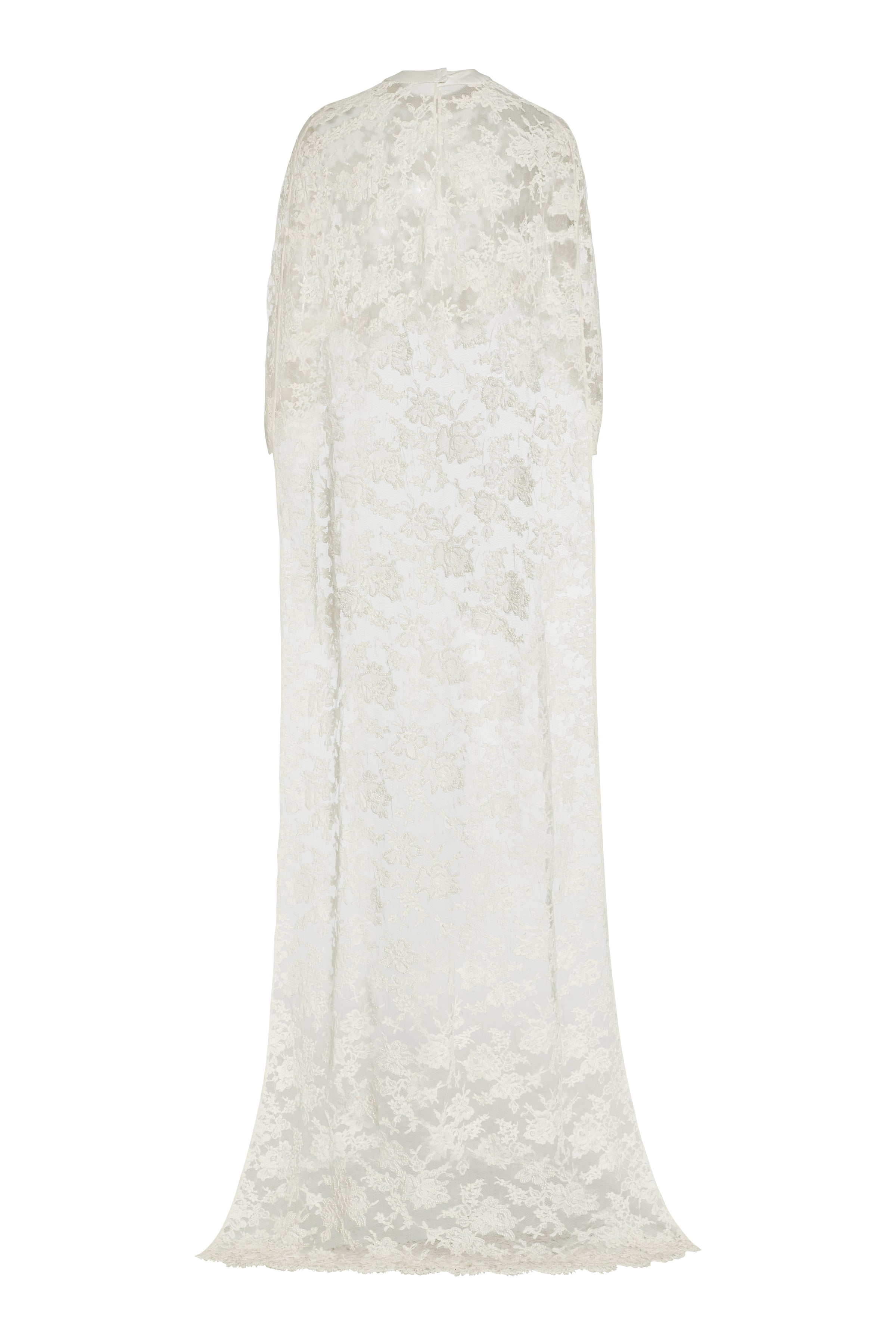 Garland Beaded White Lace Cape with Scalloped Hem