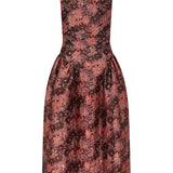 Opal Burgundy Floral Brocade Drop Waist Dress