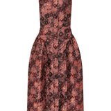 Opal Burgundy Floral Brocade Drop Waist Dress