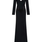Della Long Sleeve Fringe Gown