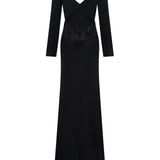 Della Long Sleeve Fringe Gown