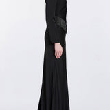 Della Long Sleeve Fringe Gown