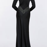 Della Long Sleeve Fringe Gown