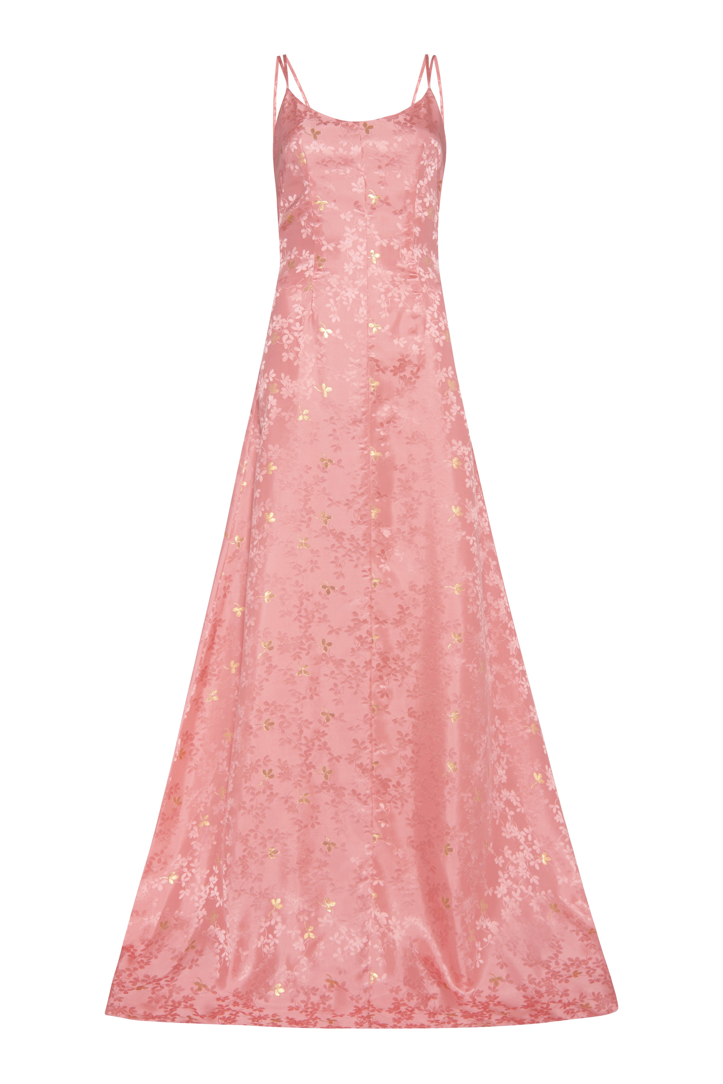 Phoenix Pink Floral Backless Gown