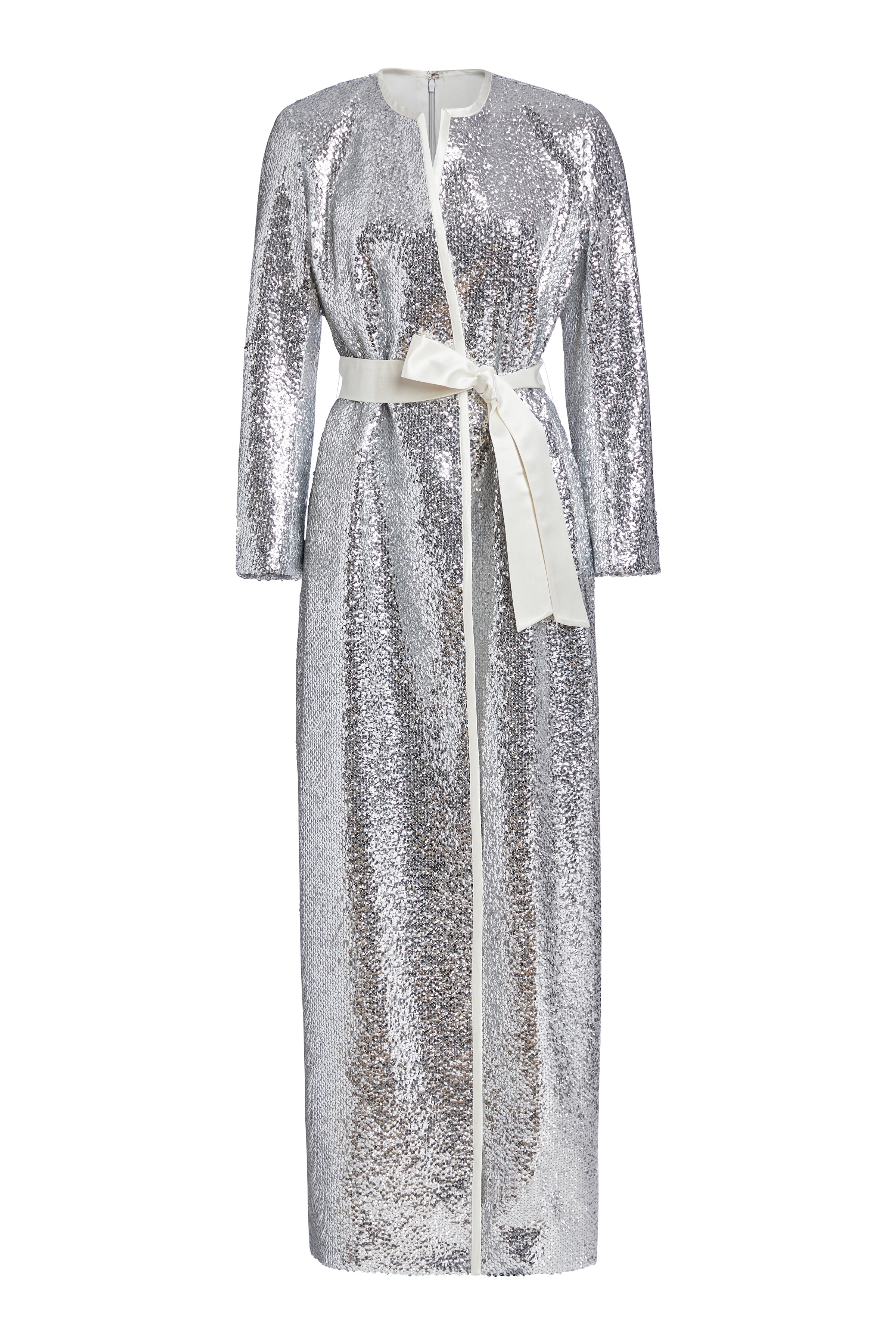 Allegra Silver Sequin Belted Duster