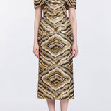 Gloria Metallic Jacquard Off-The-Shoulder Dress