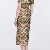 Gloria Metallic Jacquard Off-The-Shoulder Dress