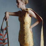 Gita Gold Floral Brocade Mini Dress
