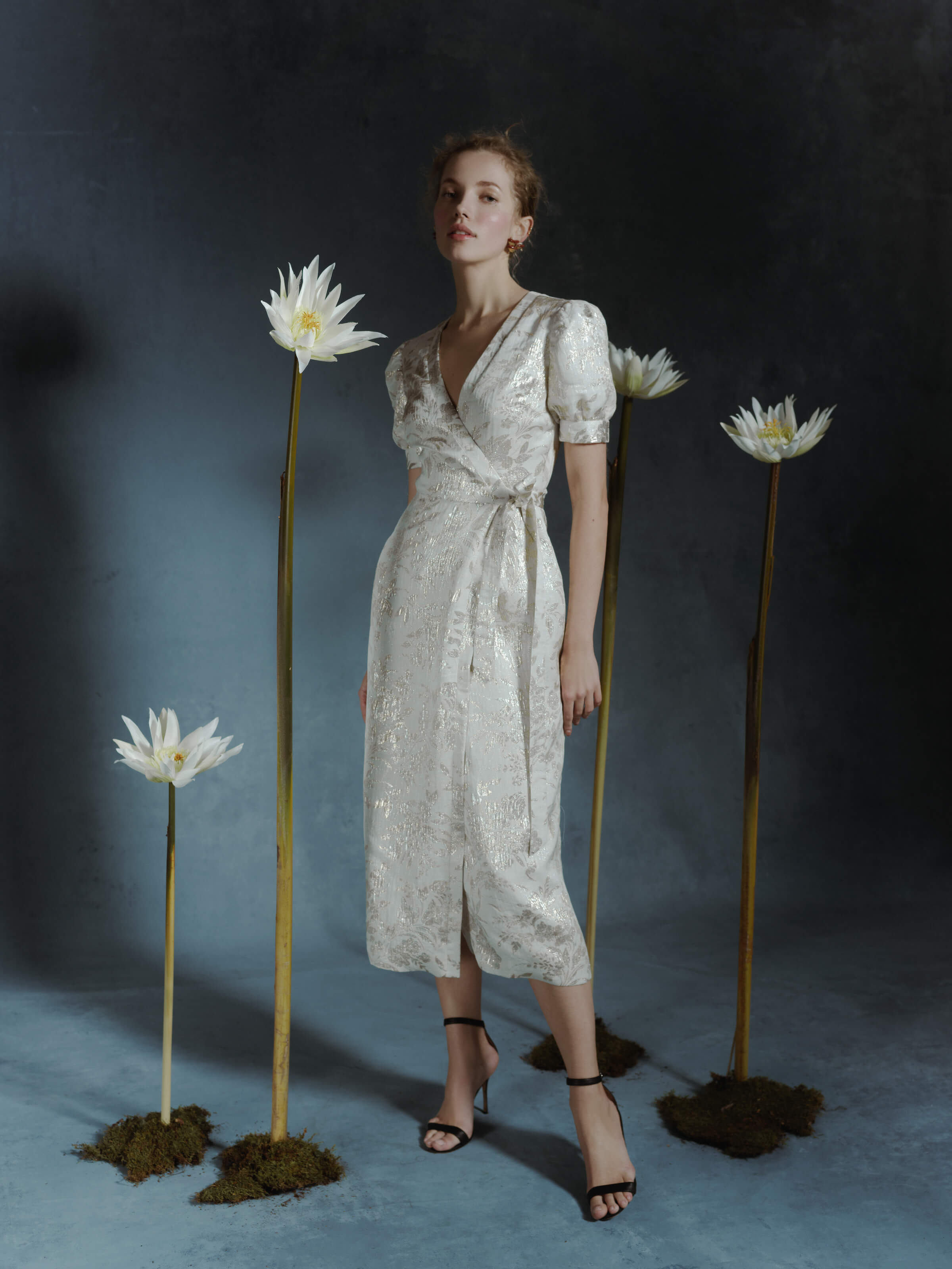 Marni Floral Jacquard Midi Wrap Dress