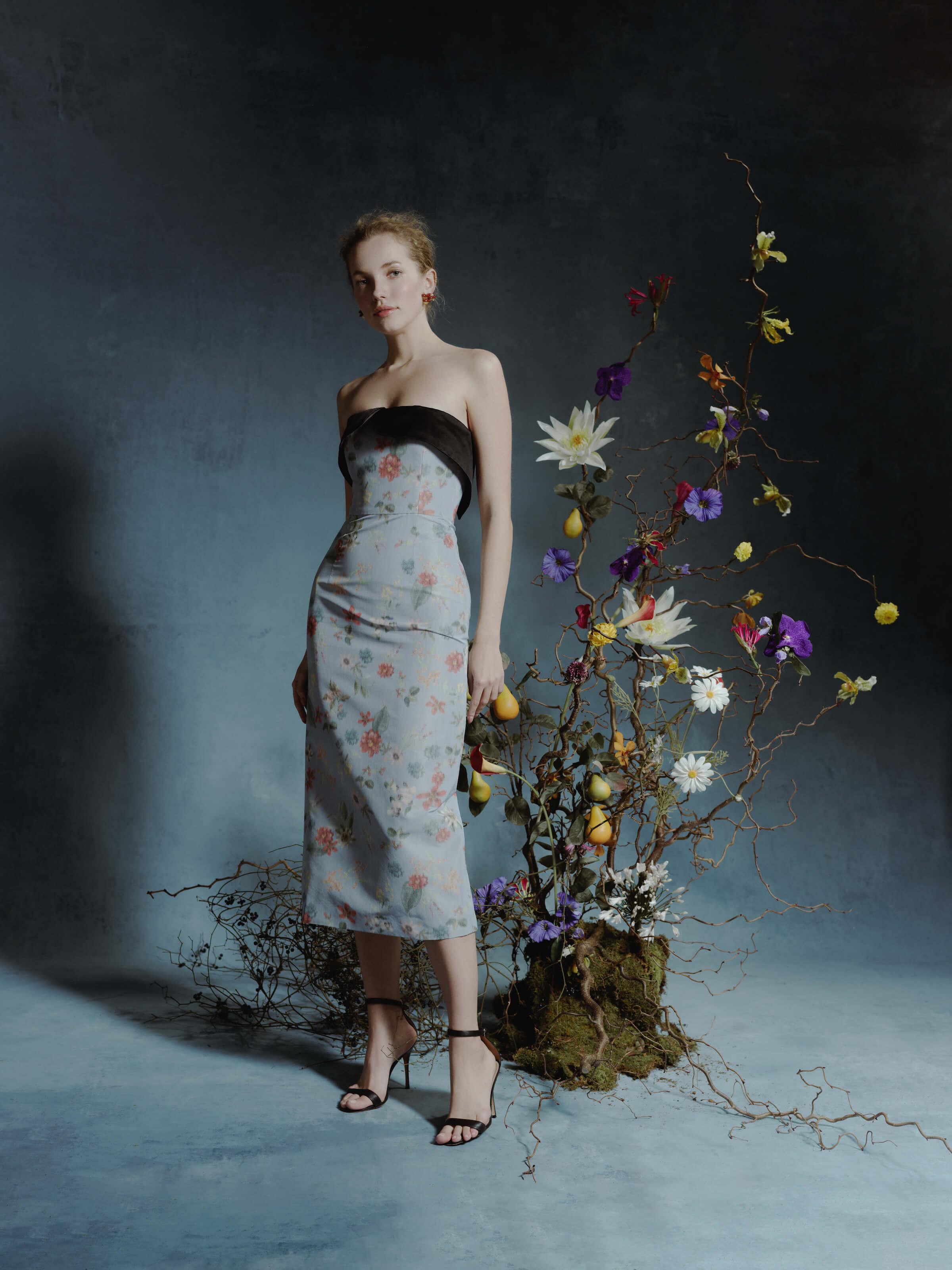 Alondra Floral Ikat Column Dress