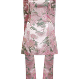 Gita Light Pink Brocade Mini Dress
