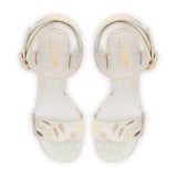 Larroudé x Markarian Dolly Sandal In Ivory Metallic Brocade