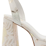 Larroudé x Markarian Dolly Sandal In Ivory Metallic Brocade
