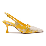 Larroudé x Markarian Ines Pump In Yellow Floral Brocade
