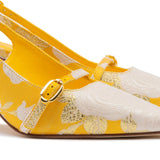 Larroudé x Markarian Ines Pump In Yellow Floral Brocade