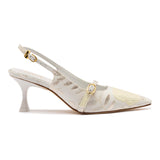 Larroudé x Markarian Ines Pump In Ivory Metallic Brocade