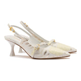 Larroudé x Markarian Ines Pump In Ivory Metallic Brocade