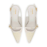 Larroudé x Markarian Ines Pump In Ivory Metallic Brocade