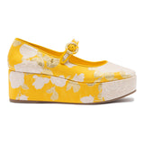 Larroudé x Markarian Blair Flatform In Yellow Floral Brocade