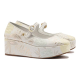 Larroudé x Markarian Blair Flatform In Ivory Brocade