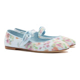 Larroudé x Markarian Verona Ballet Flat In Blue Floral Ikat