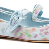 Larroudé x Markarian Verona Ballet Flat In Blue Floral Ikat