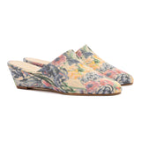 Larroudé x Markarian Venice Wedge In Watercolor Floral Ikat