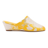 Larroudé x Markarian Venice Wedge In Yellow Floral Brocade