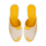 Larroudé x Markarian Venice Wedge In Yellow Floral Brocade