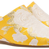 Larroudé x Markarian Venice Wedge In Yellow Floral Brocade