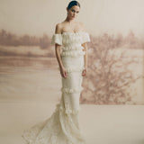 Camellia Ivory Tiered Lace Gown